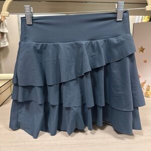 Chic Asymmetrical Navy Ruffle Skirt